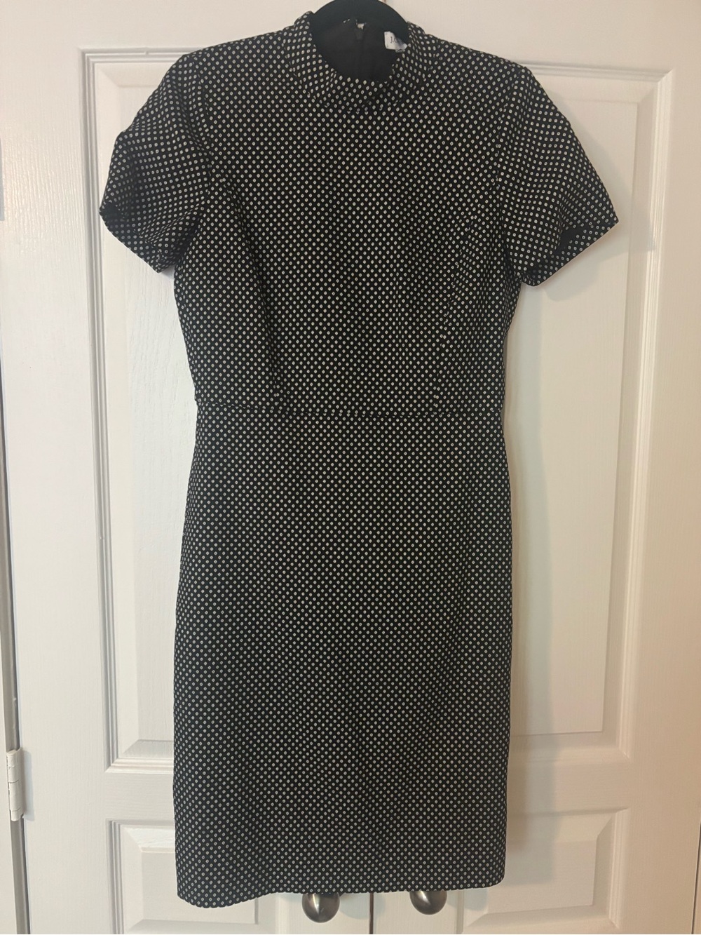 J. Crew Black and White Polka Dot Short Sleeve Sheath Dress